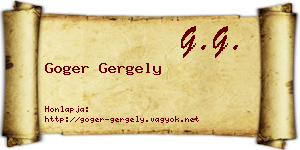 Goger Gergely névjegykártya